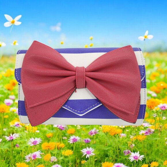 Retro Pin-Up Striped Clutch Purse – 60s Mod Vintage Convertible Crossbody Bag - Picture 3 of 16